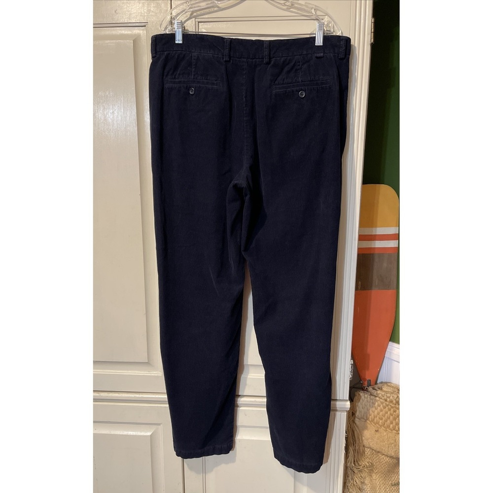 Izod Chino Corduroy Pants Men 36x32 Navy Blue Logo Preppy Straight Leg Pockets